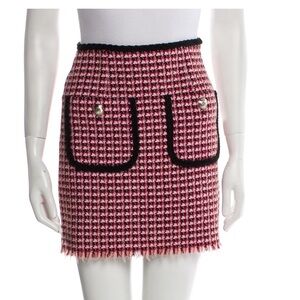 Maje Pink and Black Tweed Mini Skirt